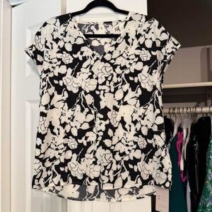 Floral Black and White Women's Top